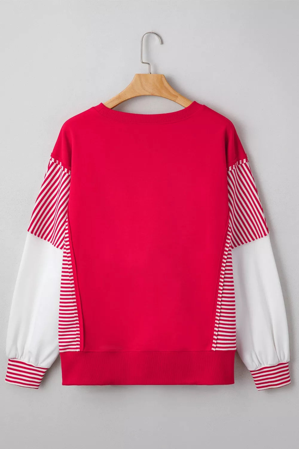 Valentines Day Sequin Heart Striped Color Block Patchwork Sweatshirt