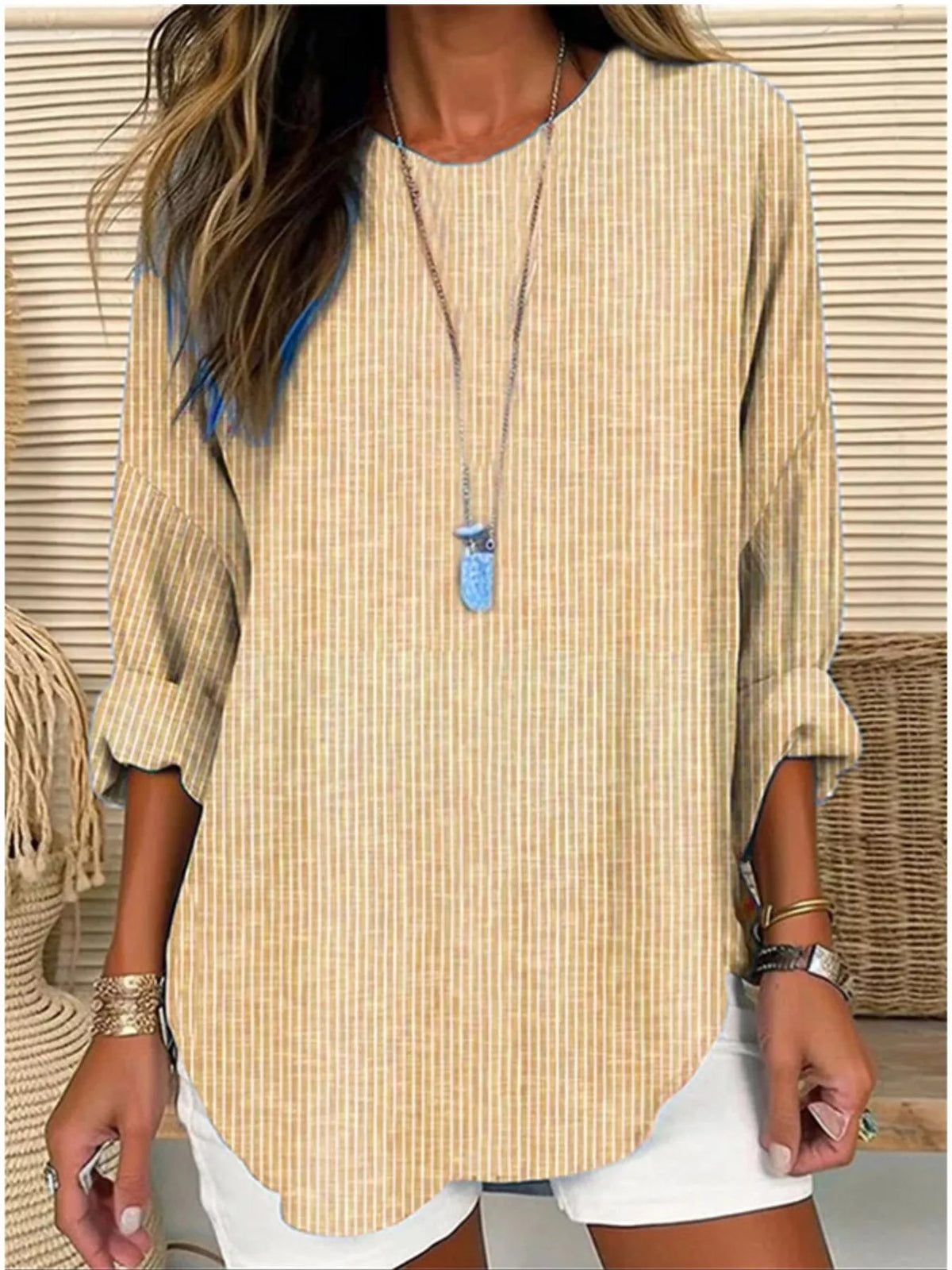 Casual Striped Long Sleeve Blouse