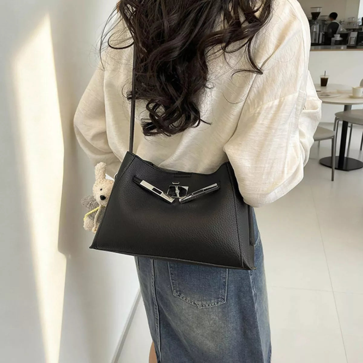 Lock Detail Crossbody Bag