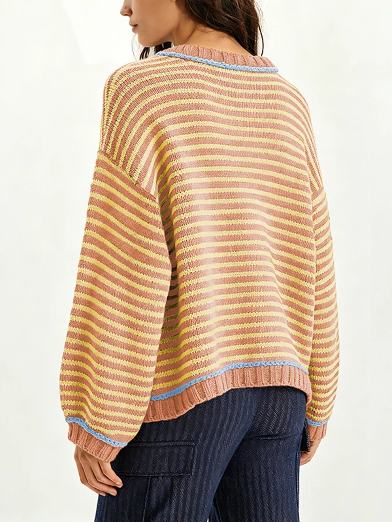 Oversized Striped Dropped Shoulder Sweater