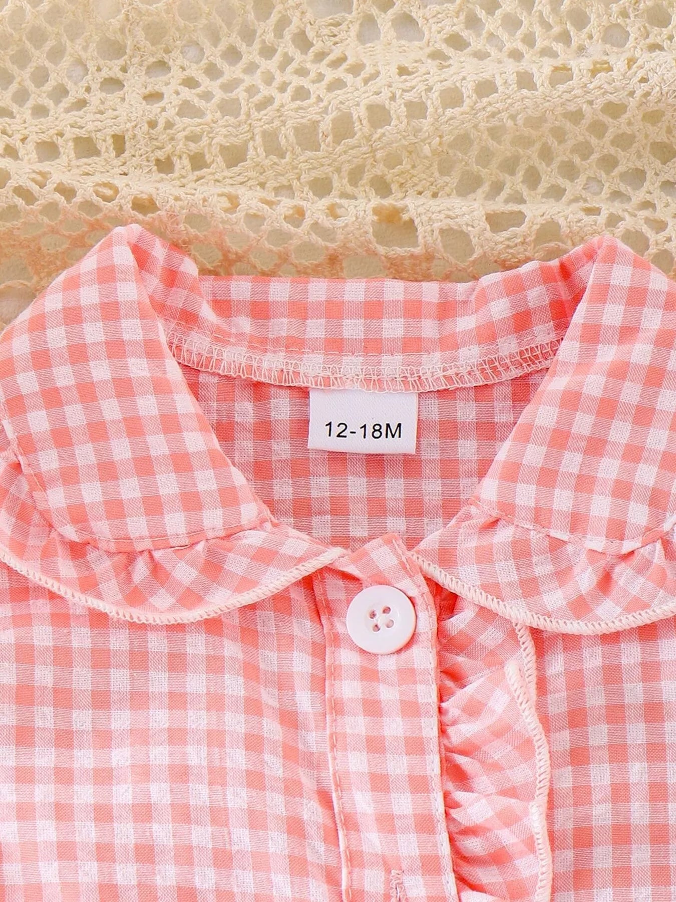 Children's Gingham Ruffle Collar Sleeveless Shirt