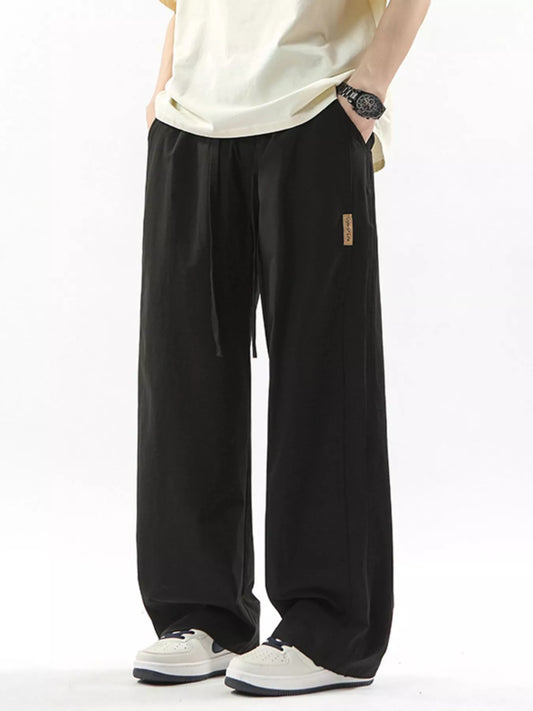 Men's Full Size Loose Fit Drawstring Wide Leg Pants Plus Size