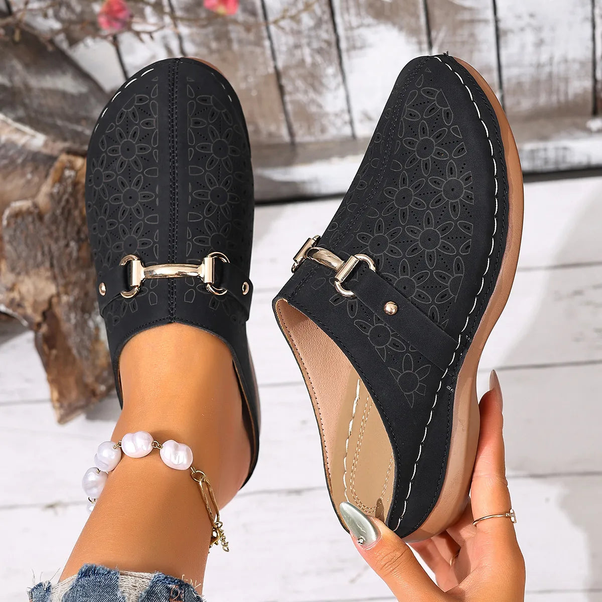 Round Toe Wedge Sandals