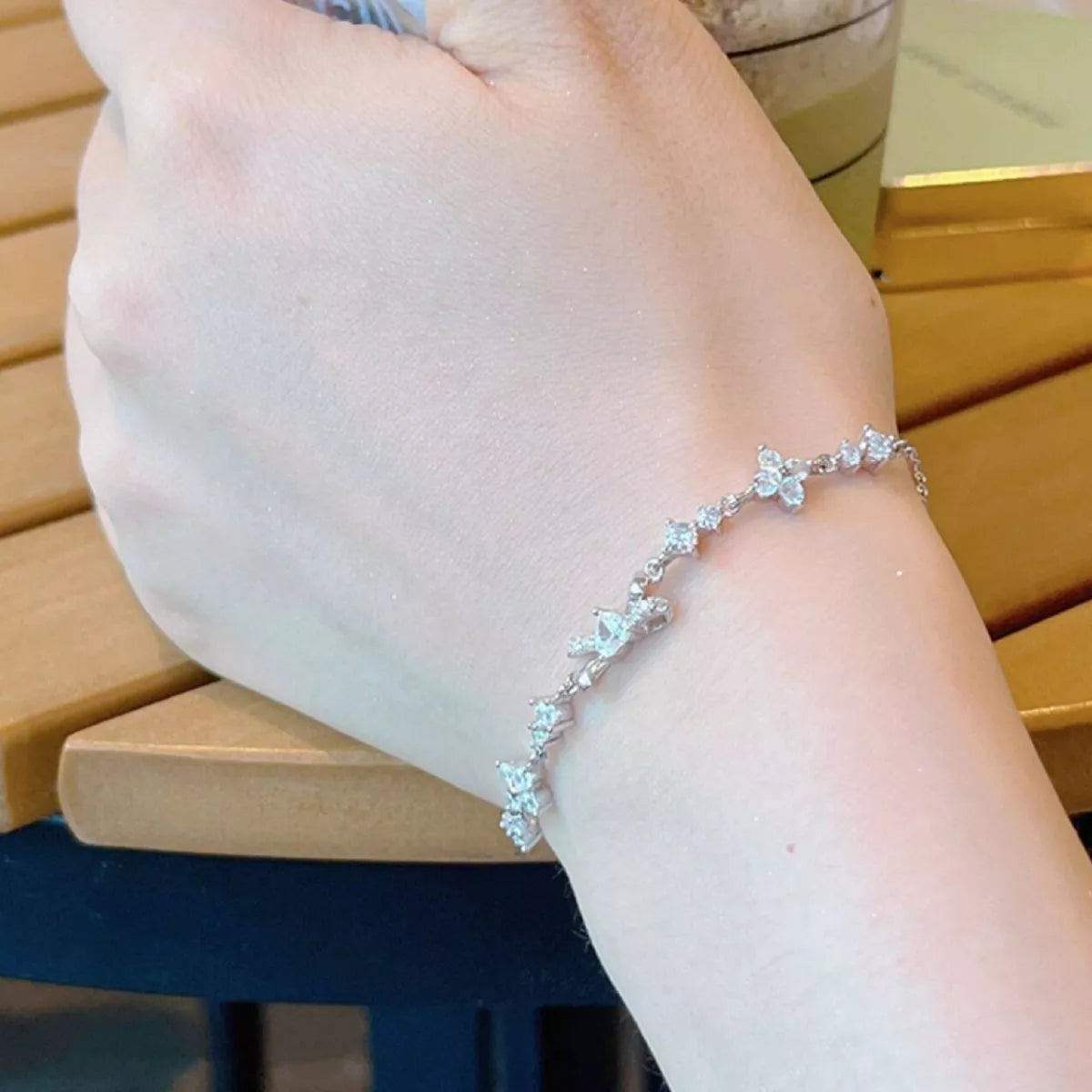 925 Sterling Silver Chain Bow Bracelet