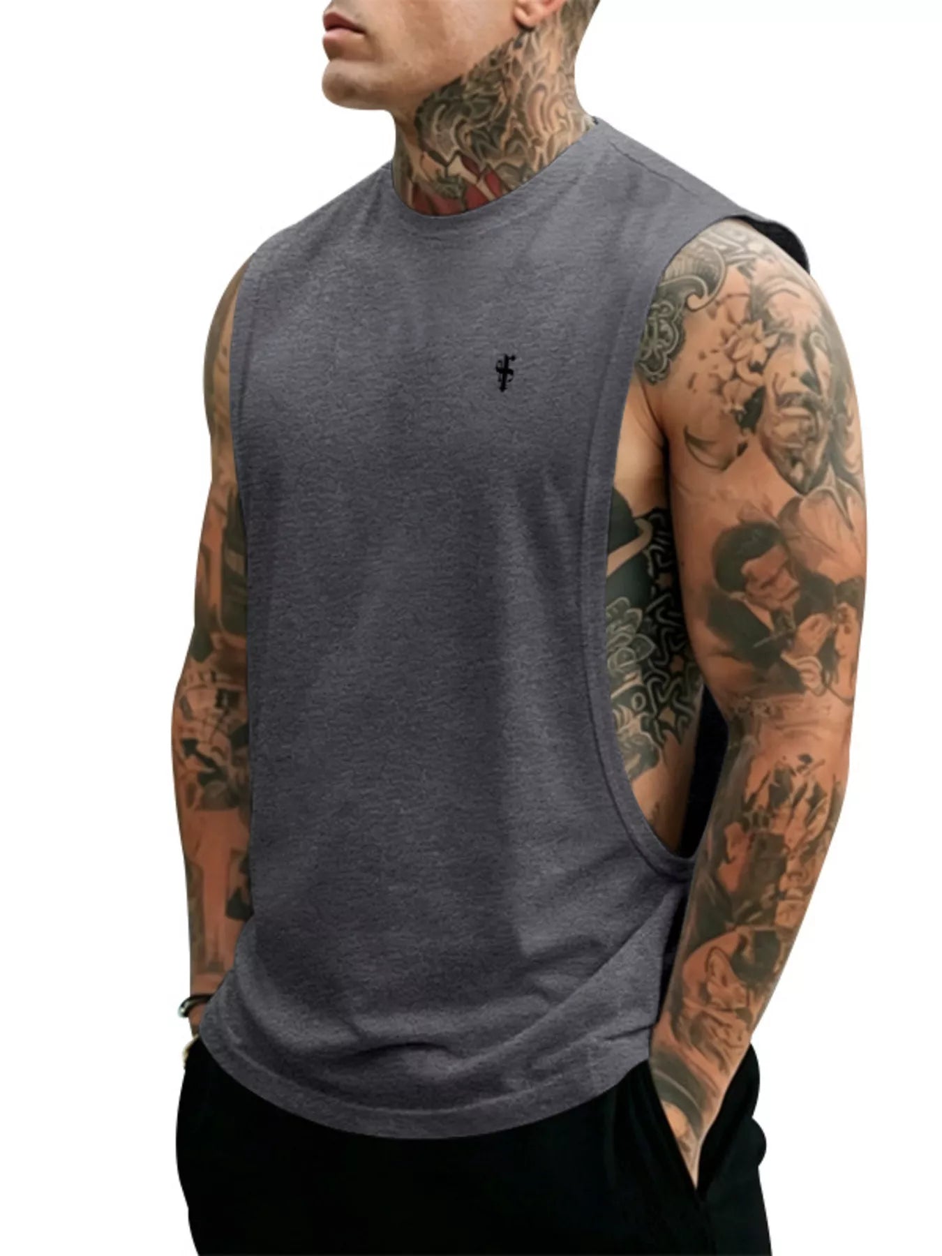 Men's Full Size Round Neck Tank Top Plus Size