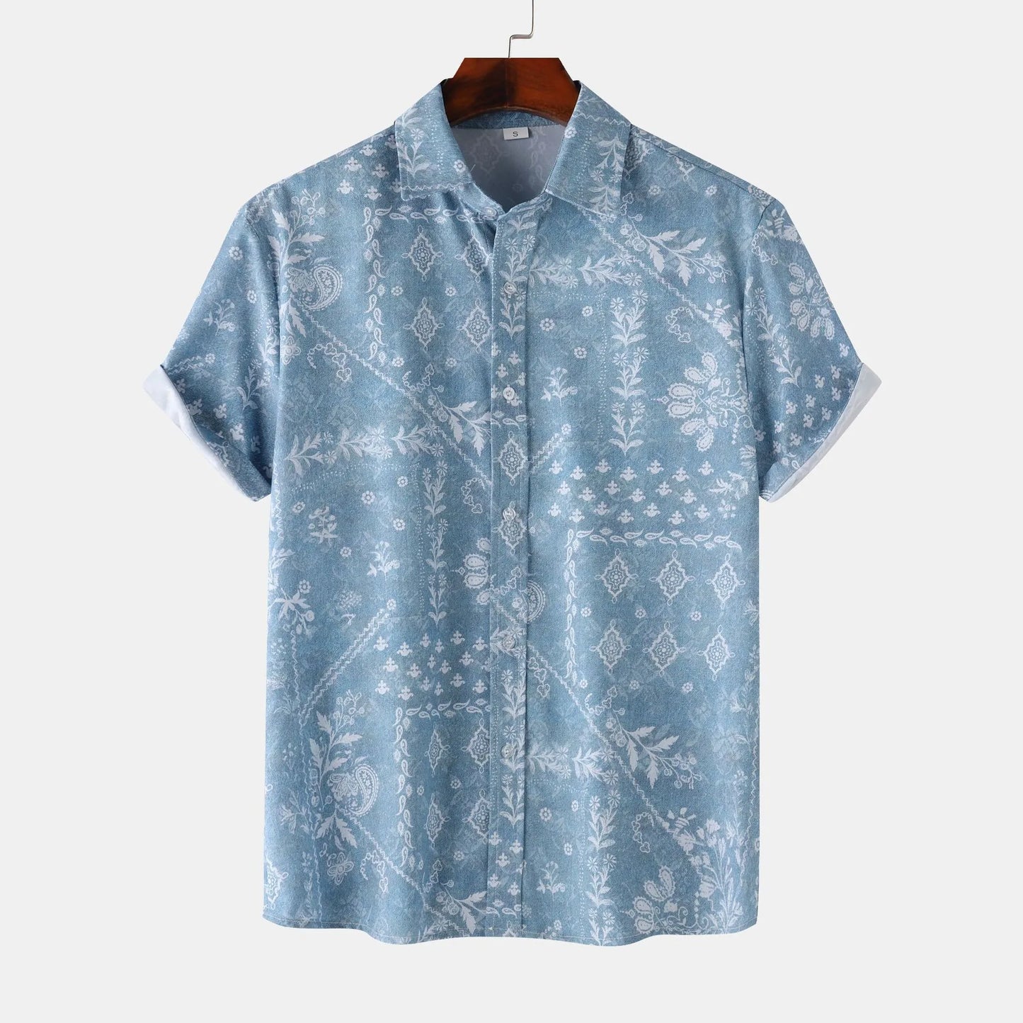 Men's Printed Short Sleeve Button-Up Shirt