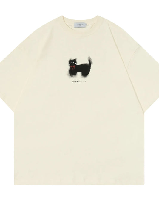 Men's Cat Graphic Round Neck Short Sleeve T-Shirt