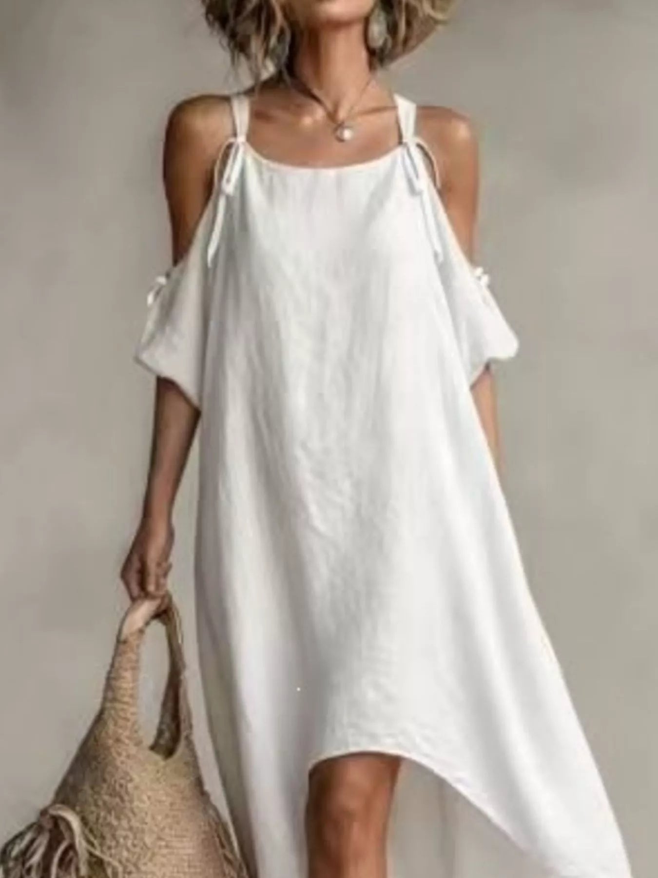 High-Low Cold Shoulder Maxi Dress