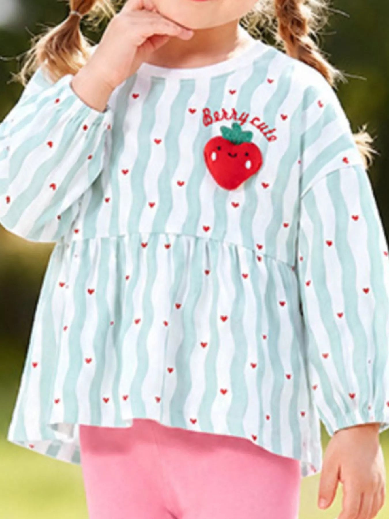 Children's Strawberry Peplum Top and Leggings Set