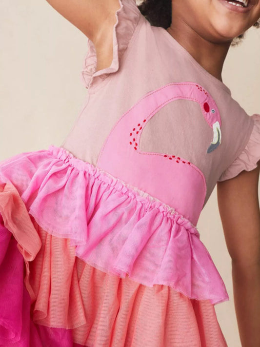 Children's Flamingo Ruffle Tulle Dress
