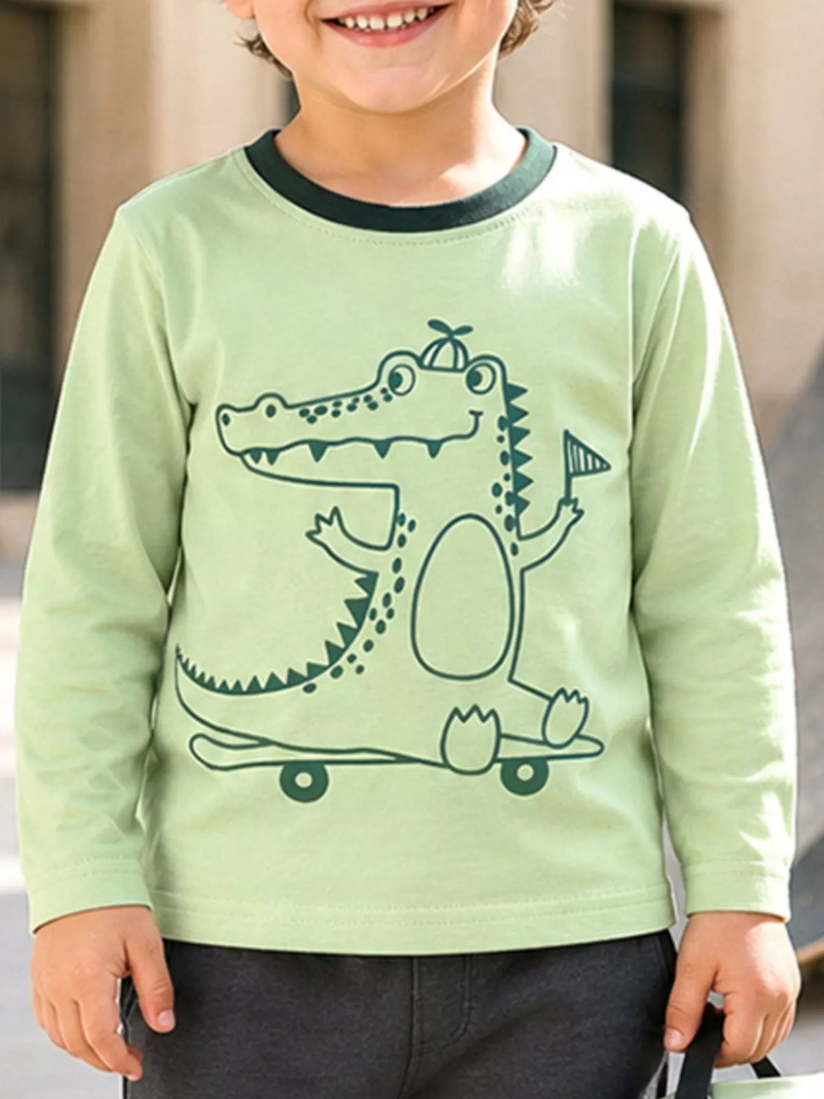Children's Crocodile Graphic Long Sleeve T-Shirt