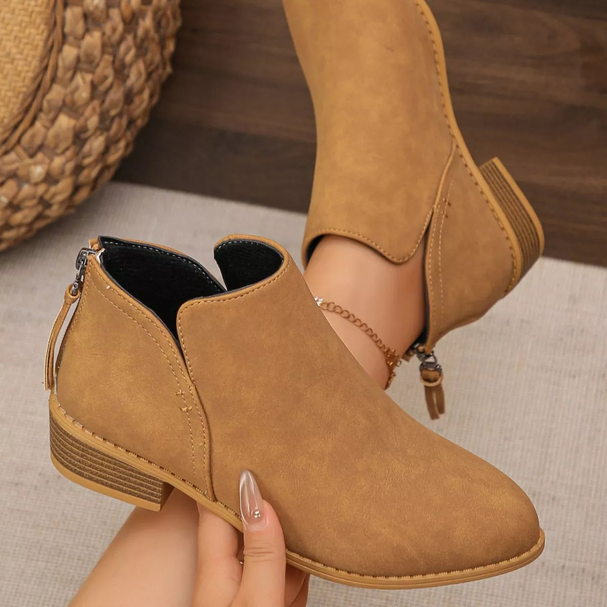 Point Toe Block Heels Boots