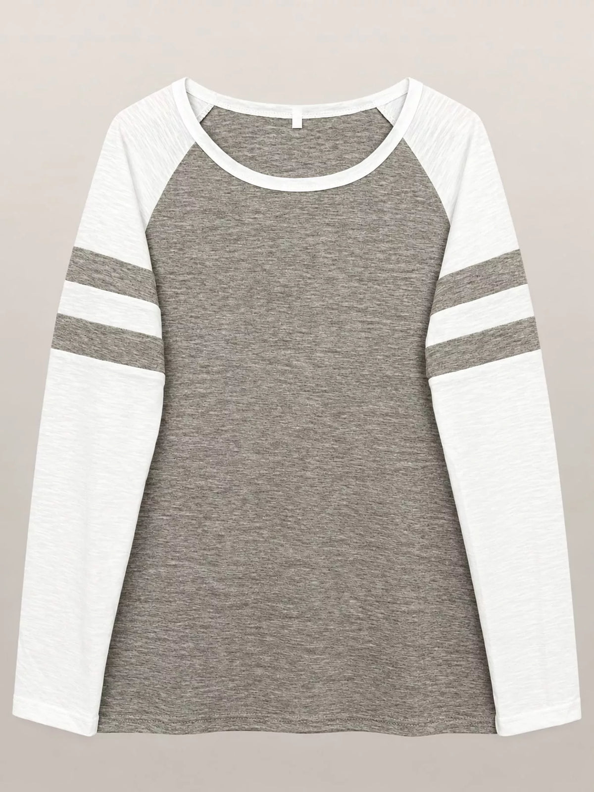 Full Size Color-Block Raglan Sleeve Striped T-Shirt Plus Size