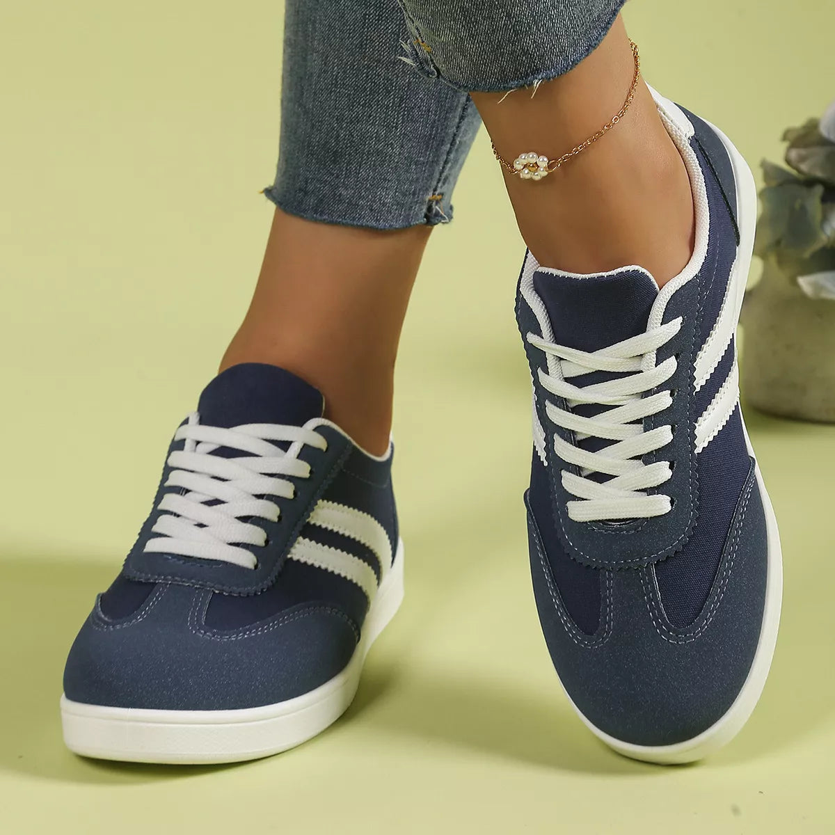 Casual Striped Flats Sneakers