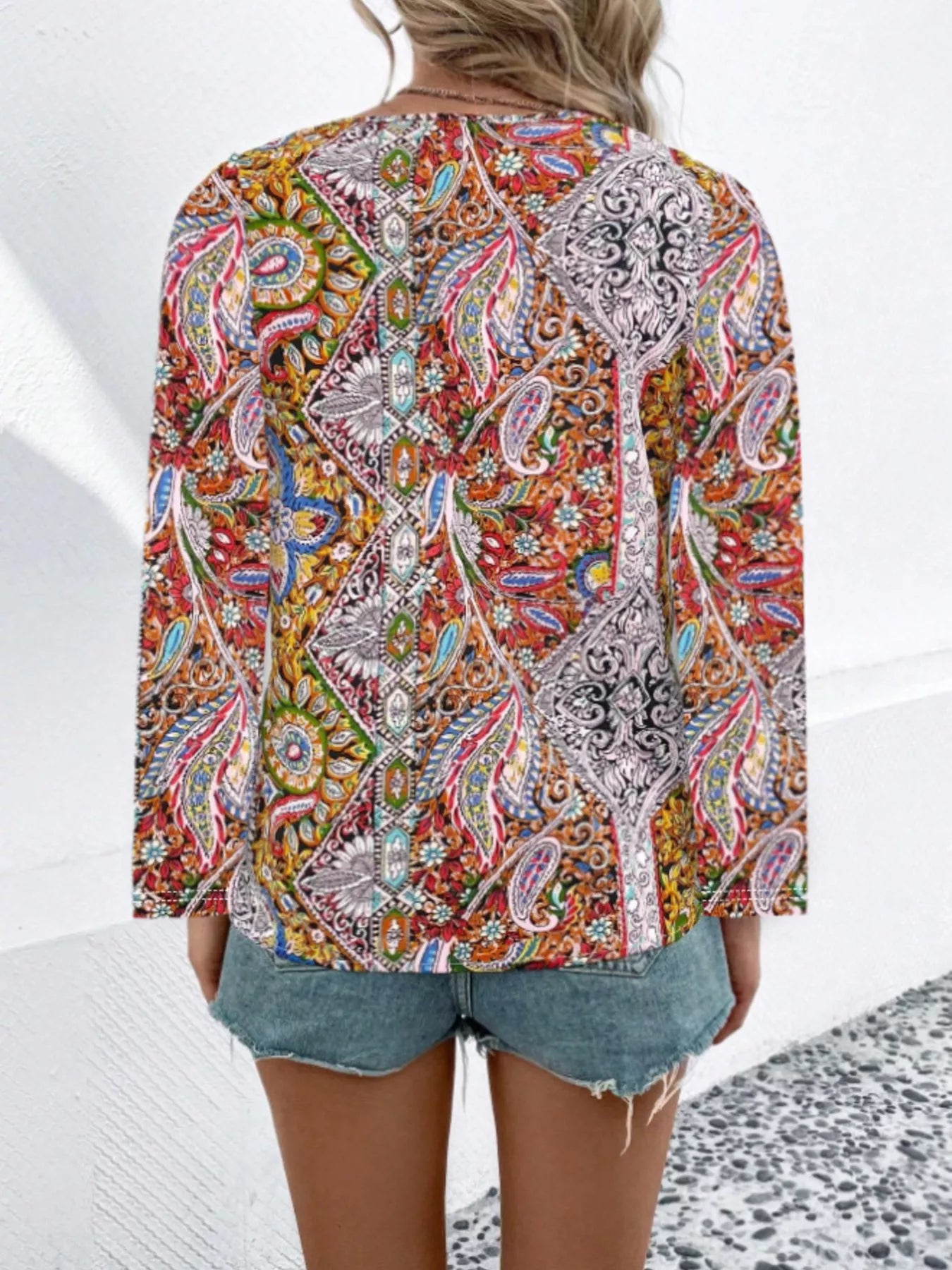 Paisley Print Long Sleeve Blouse