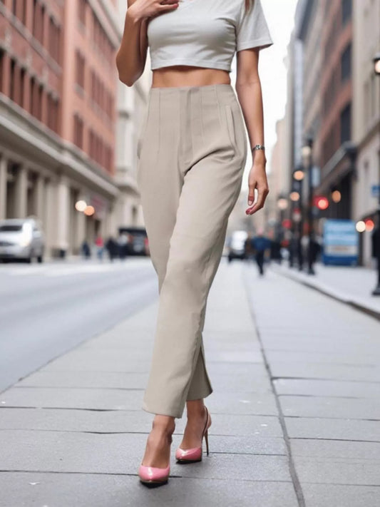 High-Waisted Straight-Leg Pants