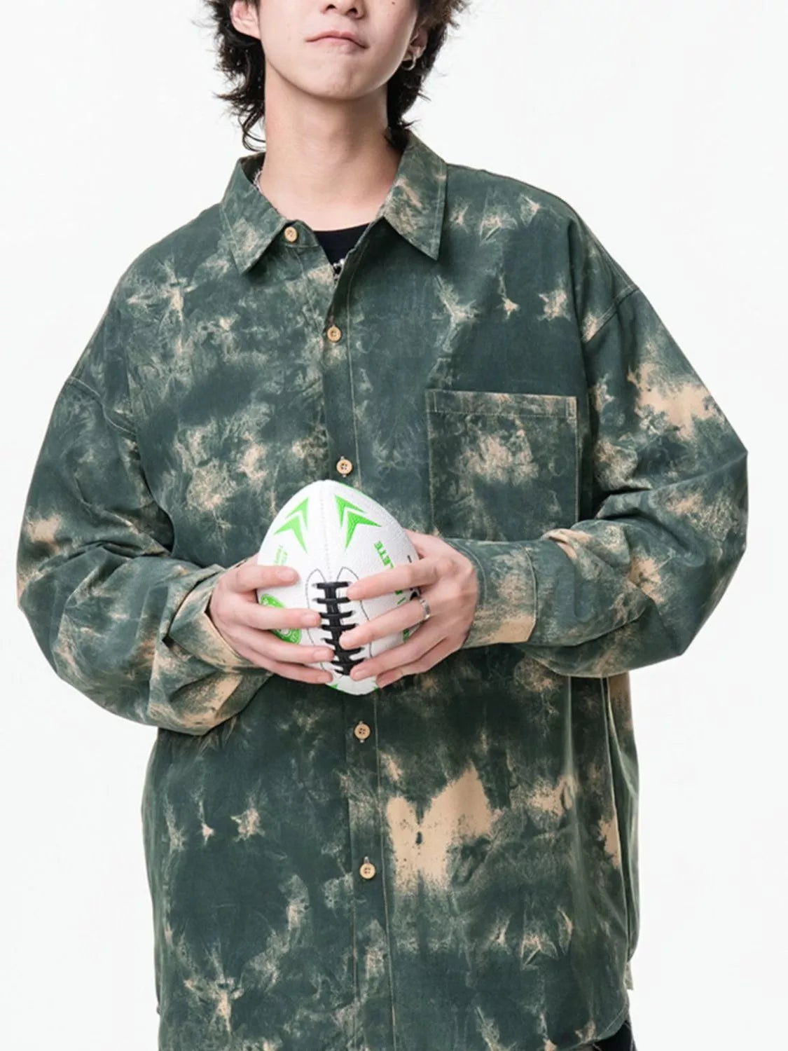 Men's Plus Size Tie-Dye Button-Up Shirt