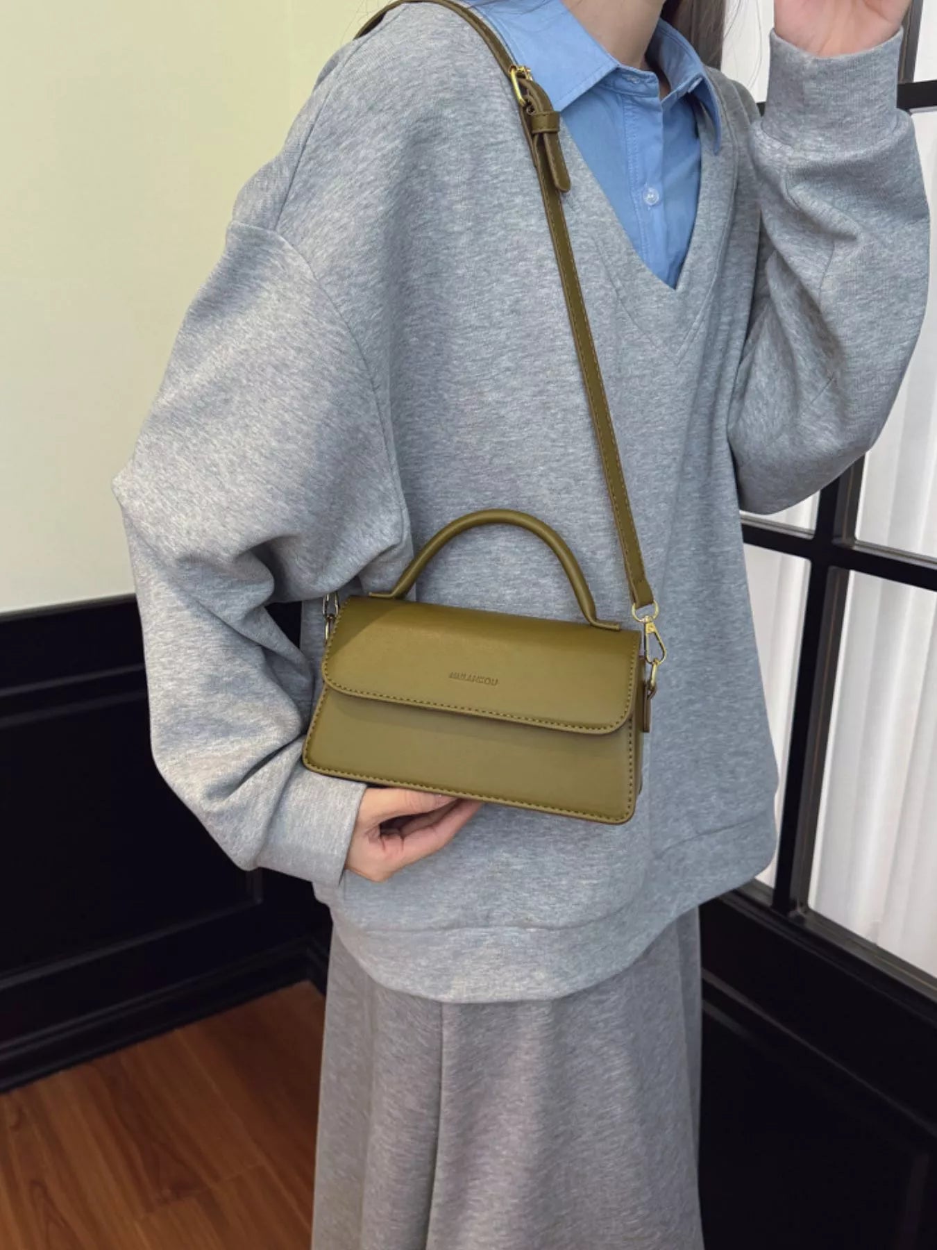 PU Leather Flap Crossbody Bag