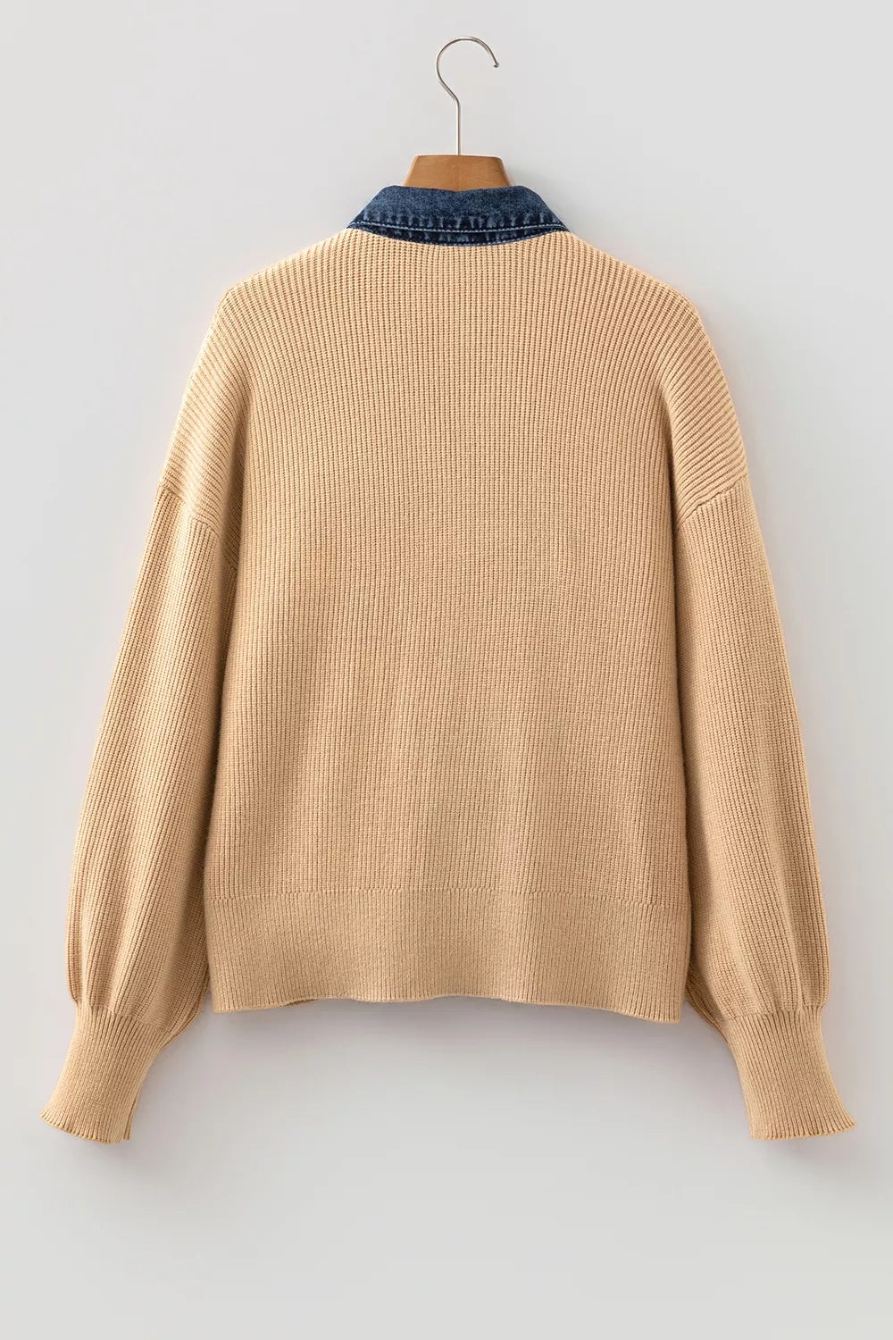 Drop Shoulder Placket Paneling Shirt Collar Long Sleeve Cardigan