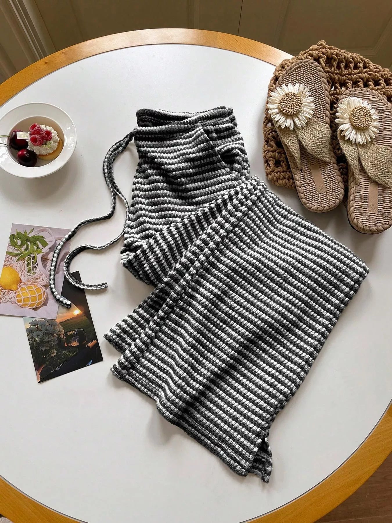 Drawstring Wide Leg Pants