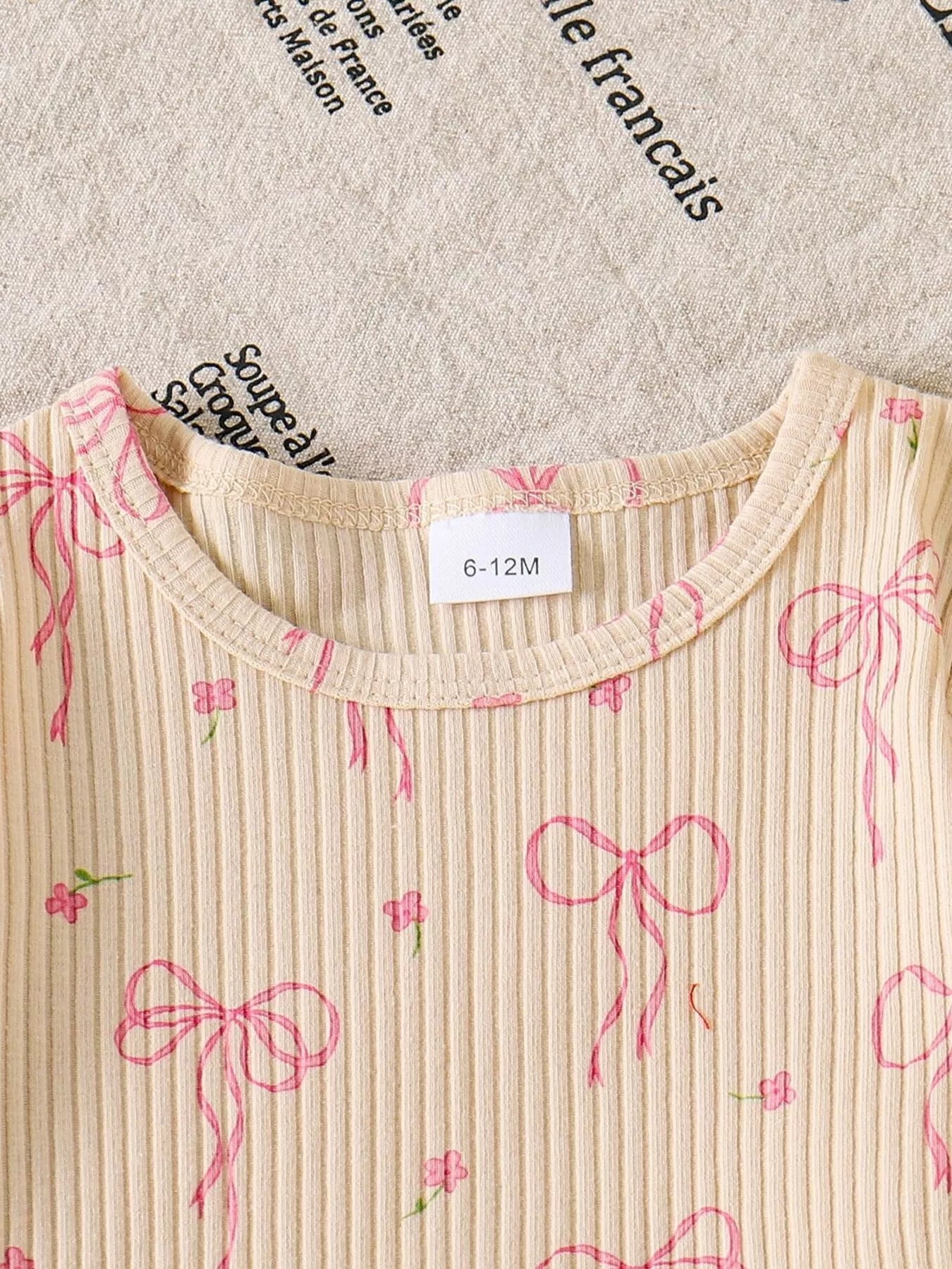 Children's Bow Ribbed Knit Top and Shorts Set