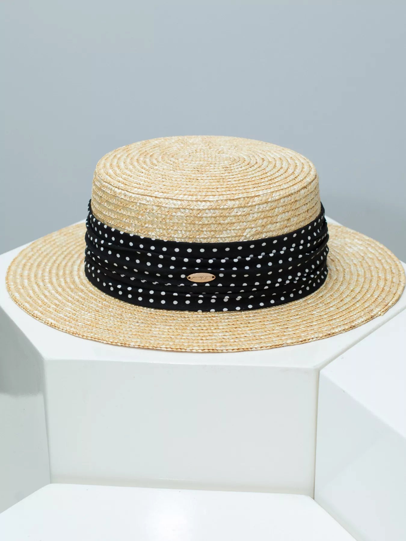 Ribbon Straw Boater Hat