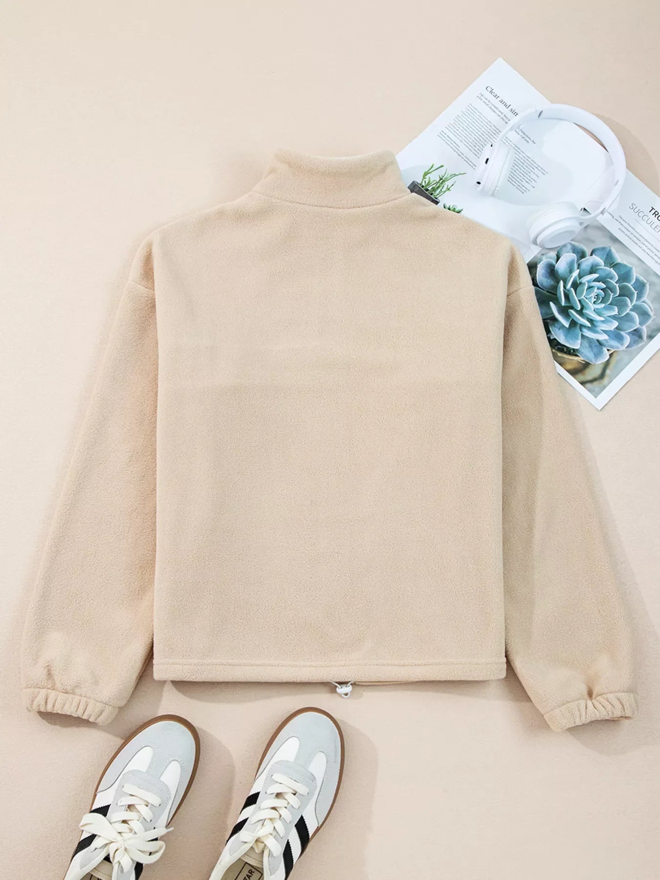 Fleece Colorblock Patchwork Zipped Neck Pullover Sweatshirt