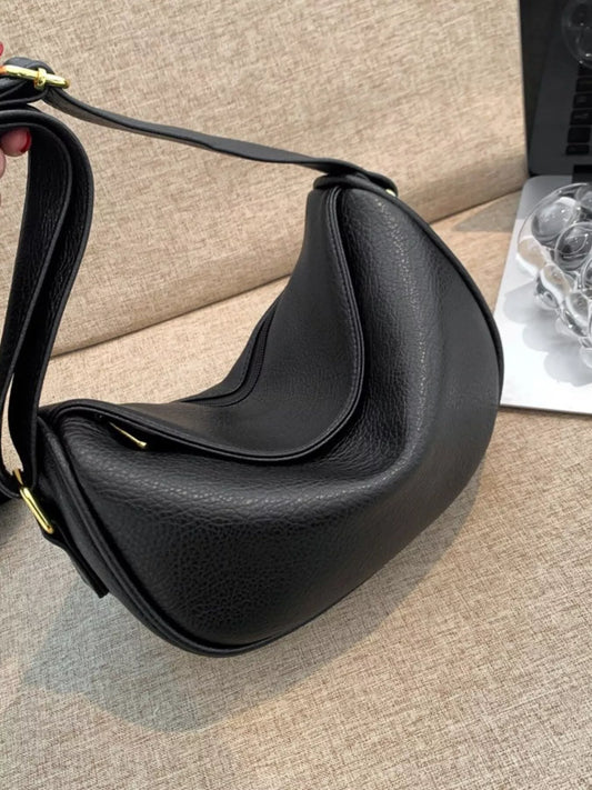 Elegant Leather Crescent Crossbody Bag
