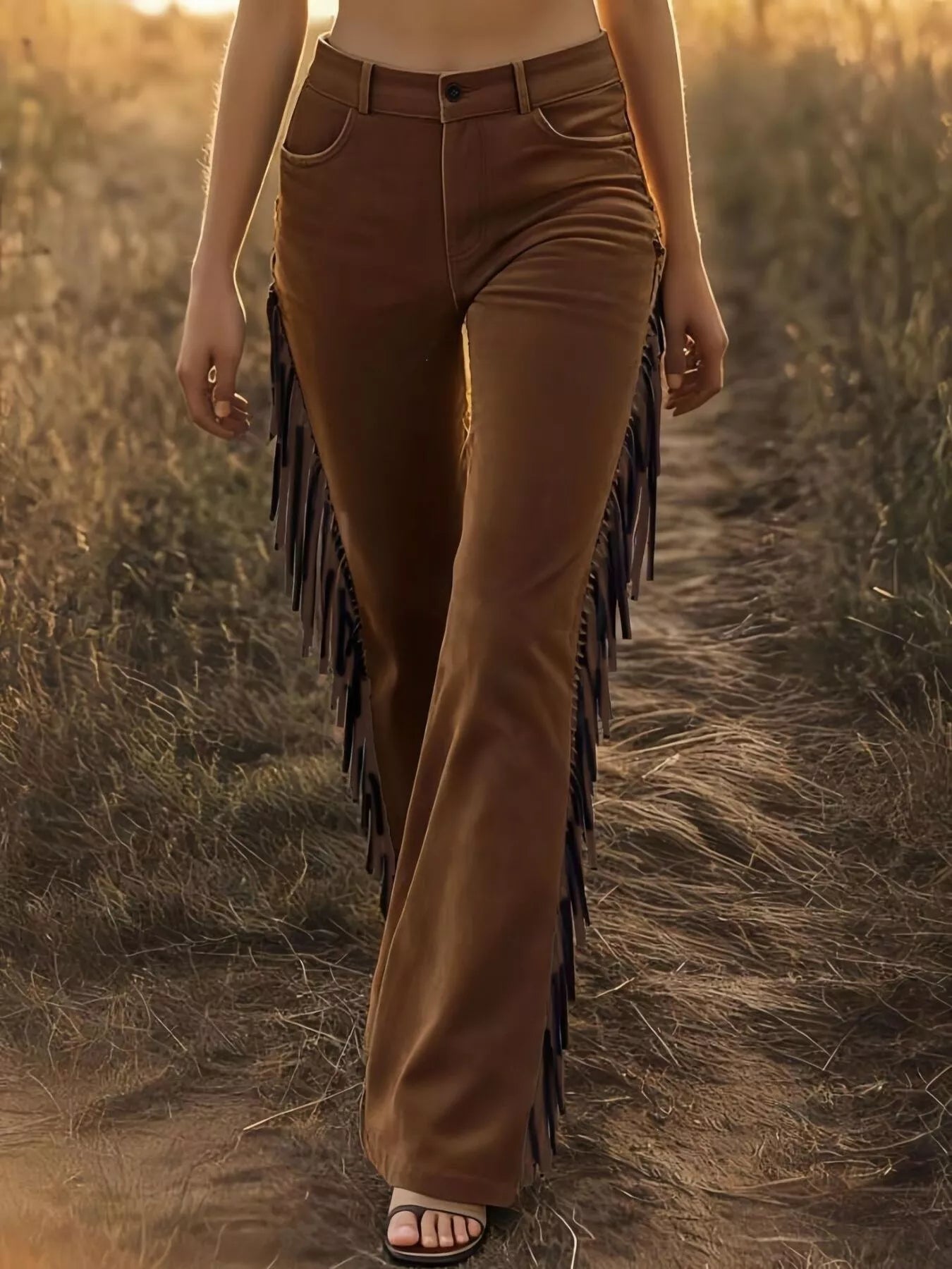 Fringed High Waist Pants