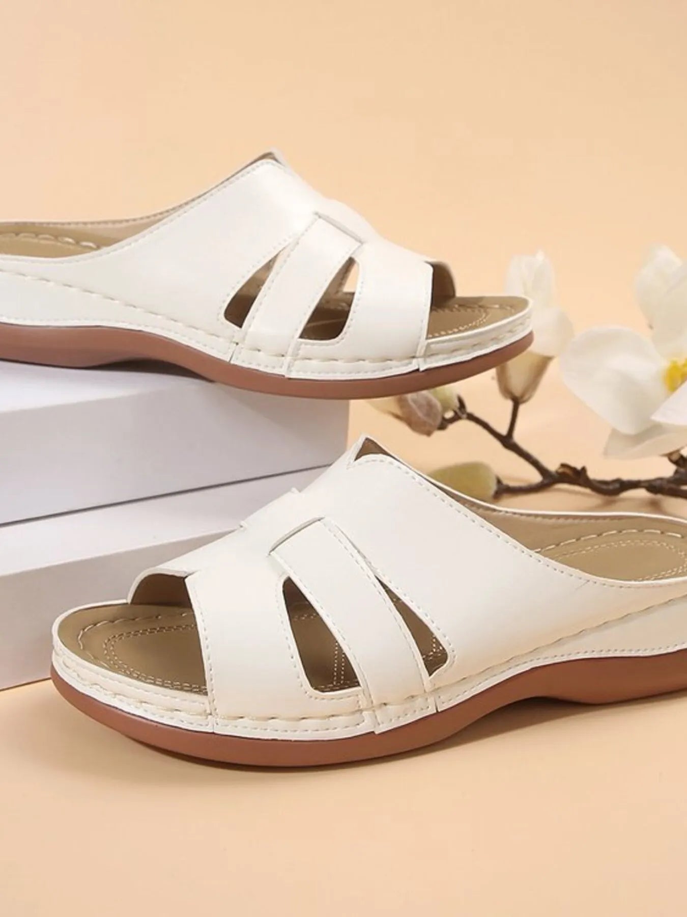Cutout Leather Open Toe Sandals
