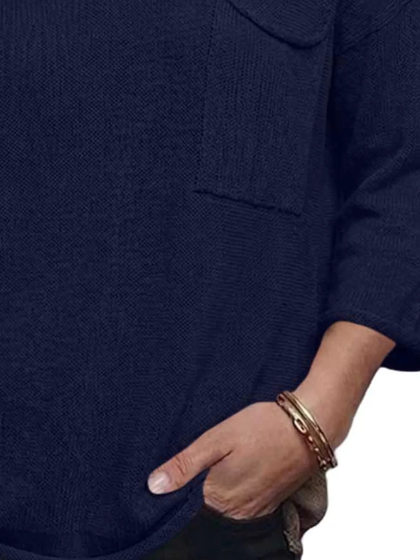 V-Neck Chest Pocket Knit Top