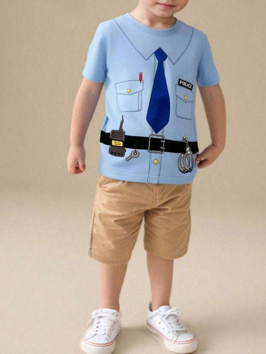 Children's Police Officer Graphic Short Sleeve T-Shirt