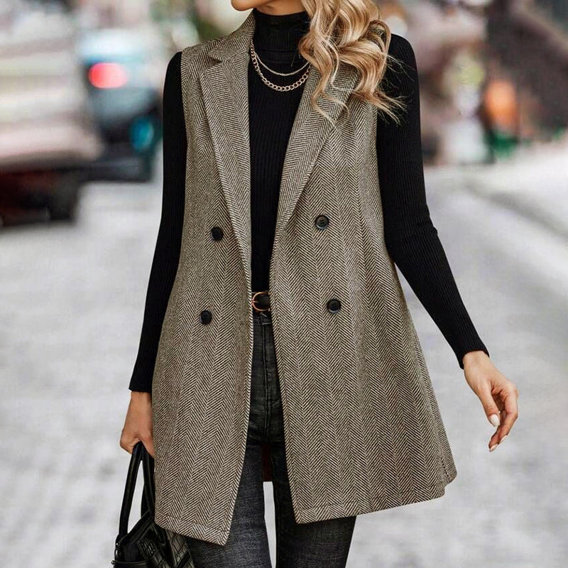 Women's Sleeveless Blazer Vest, Trendy Fall Winter Business Casual Cardigan (See size chart where applicable)