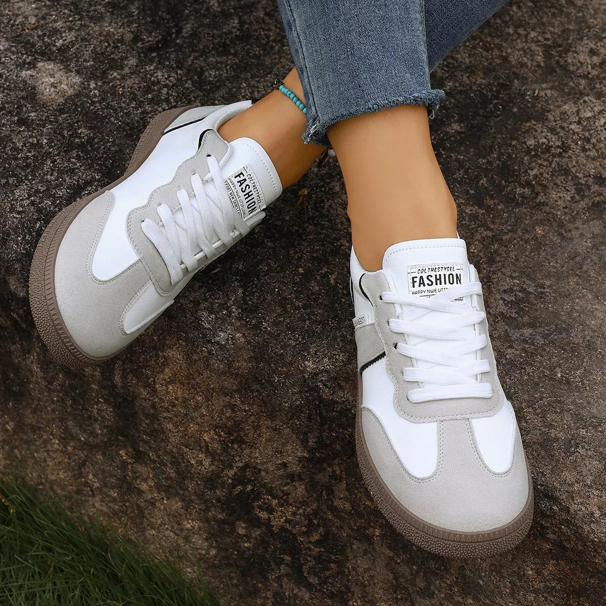 Round Toe Lace Up Sneakers
