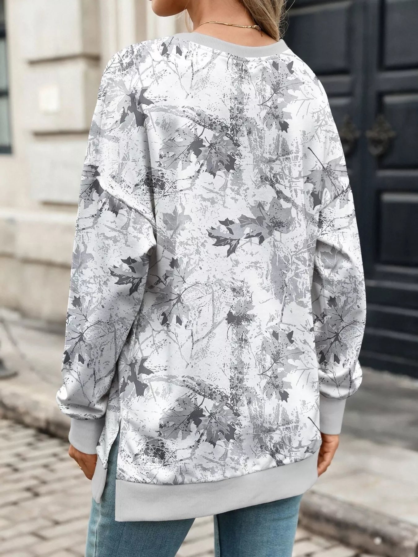 Camouflage Print Crewneck Sweatshirt