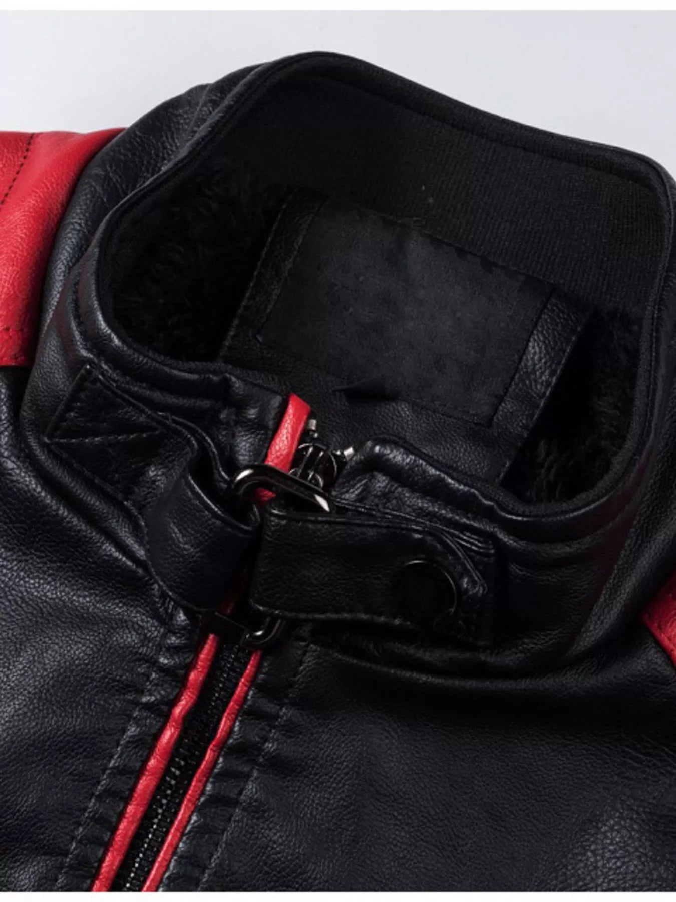 Men's Plus Size Two-Tone Slim Fit Motorcycle Leather Jacket
