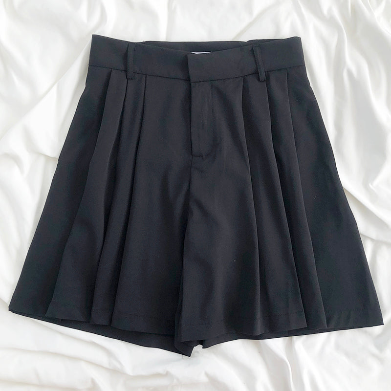 High waist pleated wide leg culottes