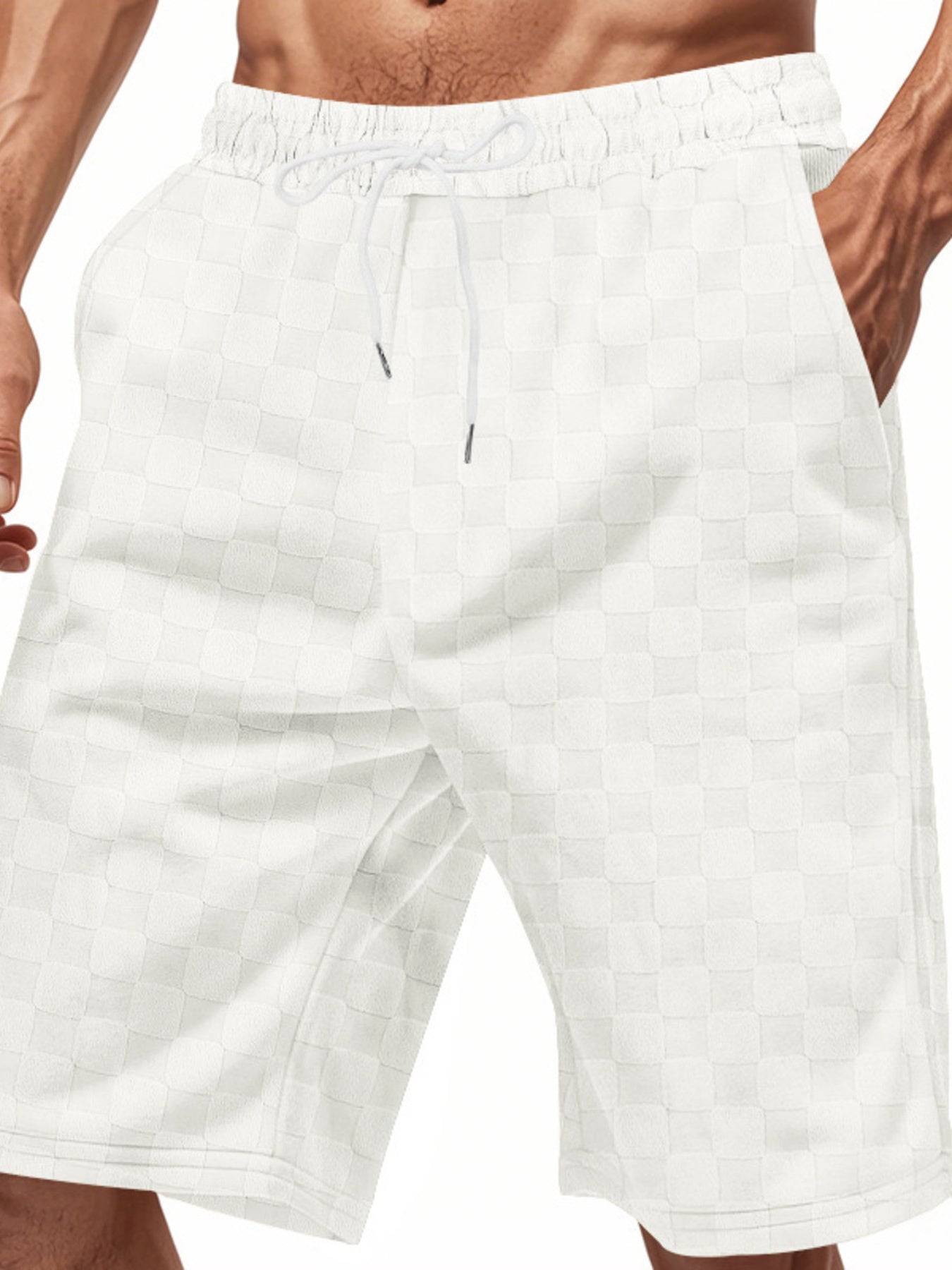Men's Full Size Checkered Casual Drawstring Shorts Plus Size