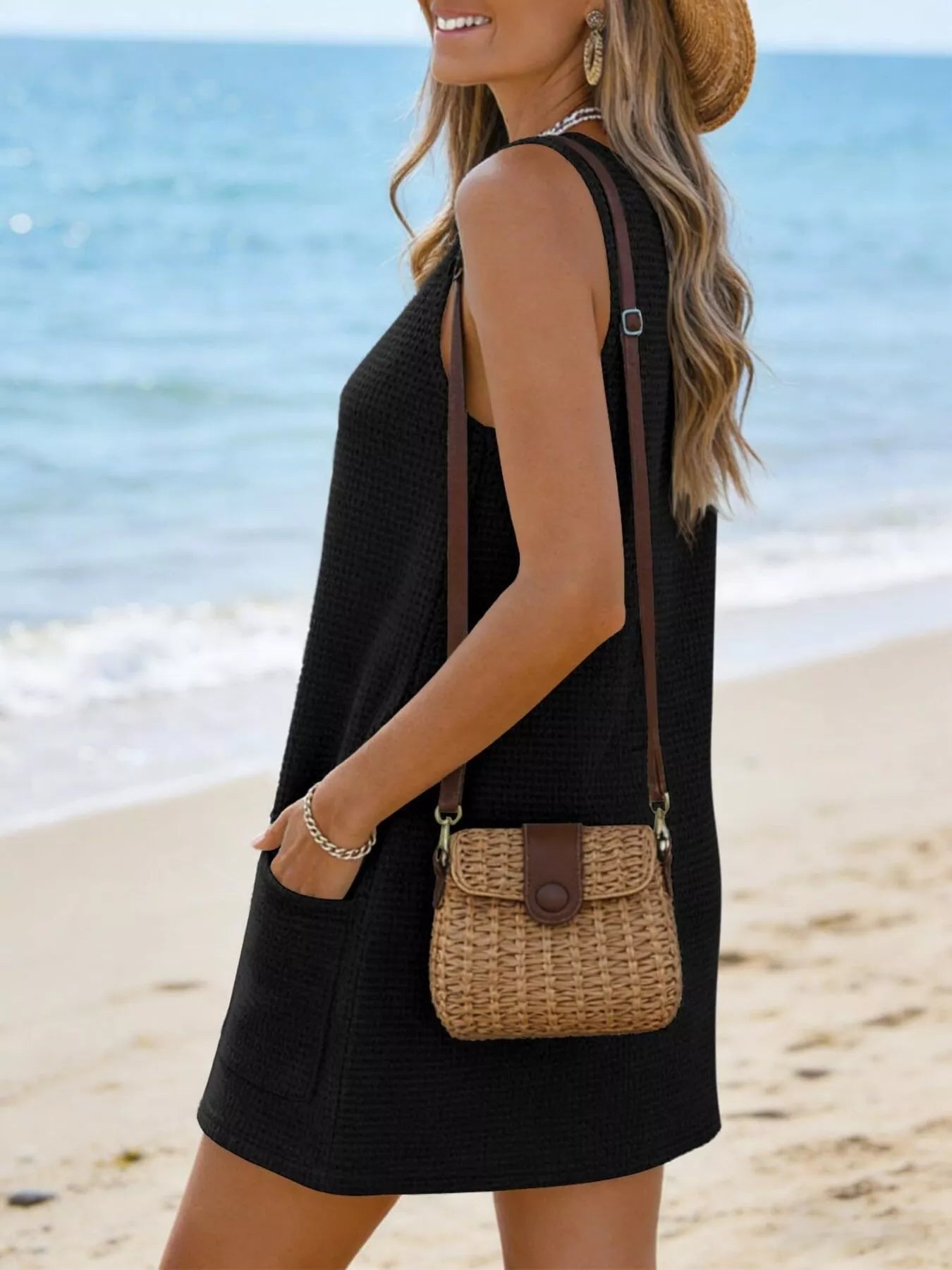 V-Neck Sleeveless Dress with Pockets