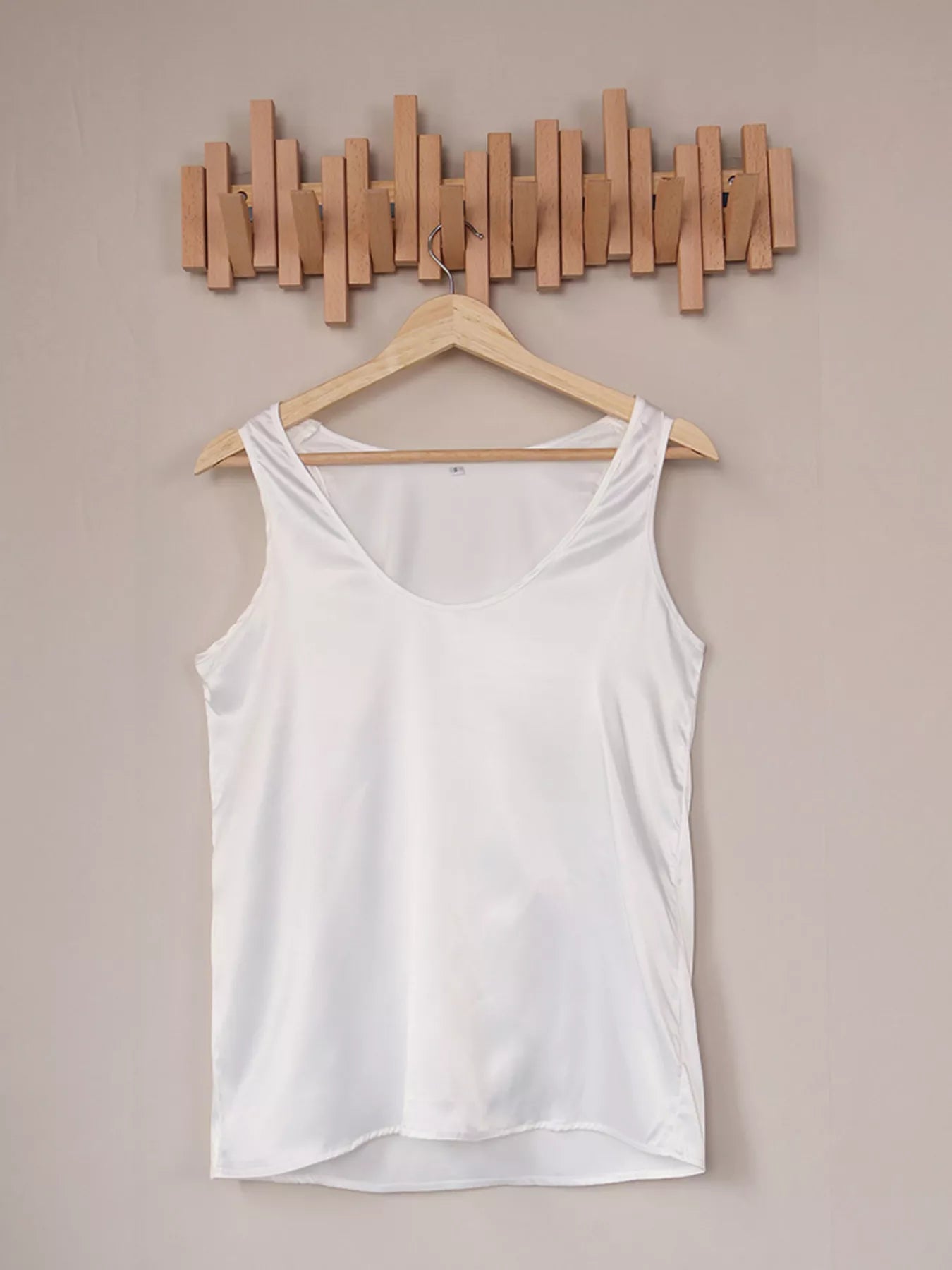 Satin Deep V-Neck Tank