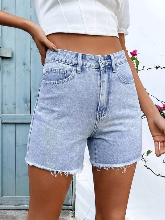Frayed Hem Denim Shorts