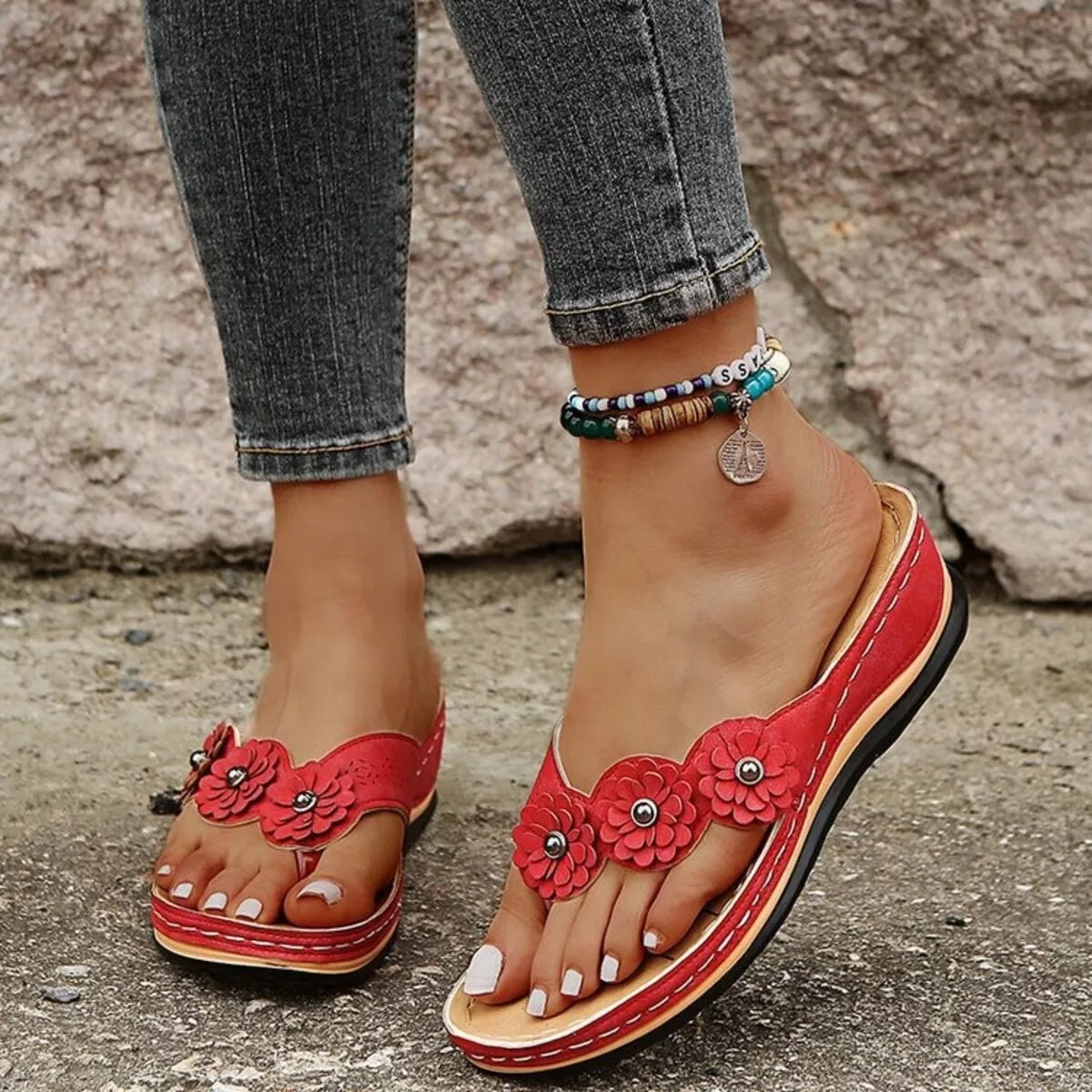 Toe Post Wedge Sandals