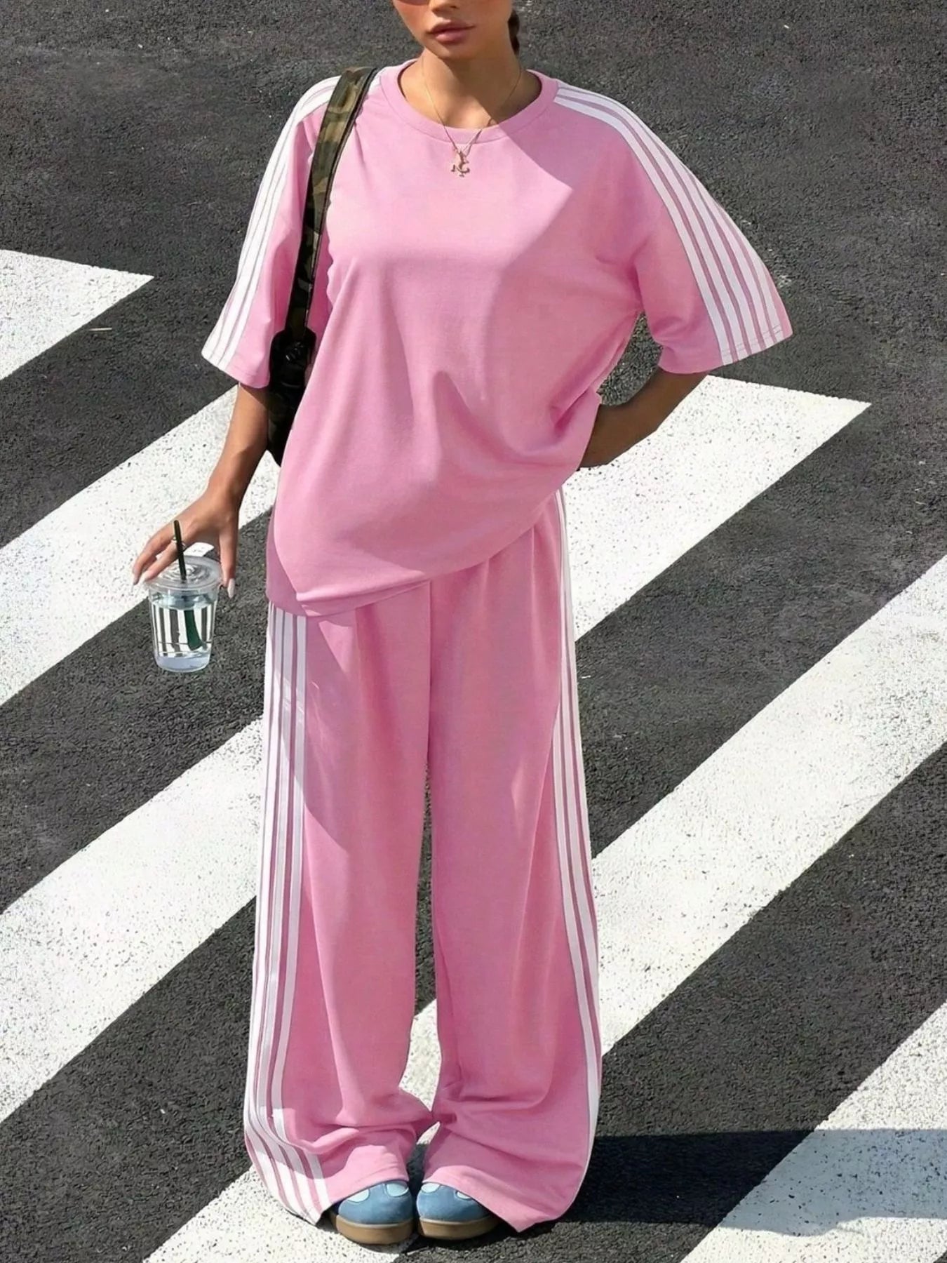 Striped Short Sleeve Top and Pants Set