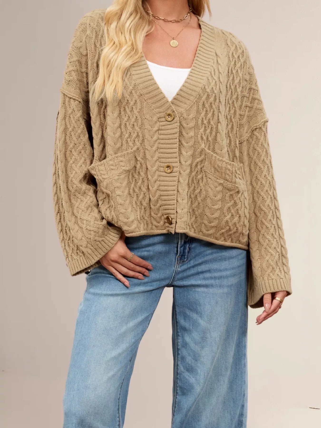 Cozy Cable Knit Cardigan with Pockets