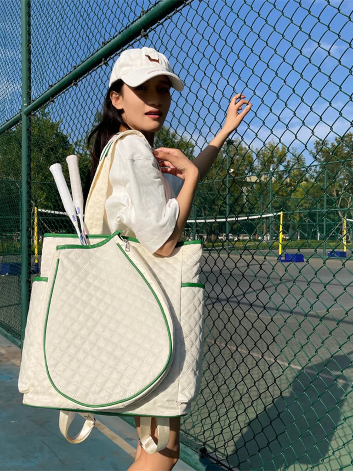 Quilted Racket Backpack Bag