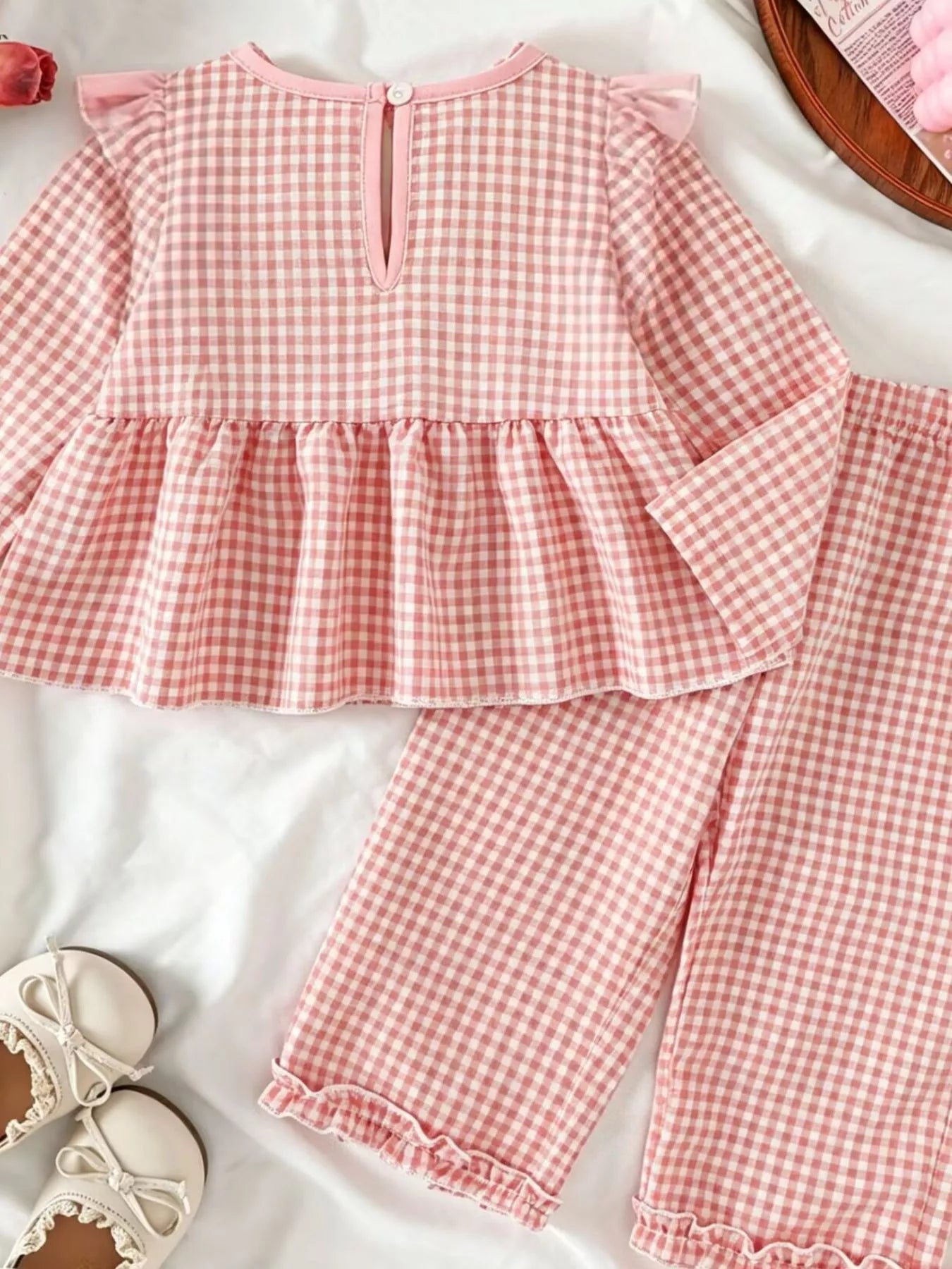 Children's Ruffled Plaid Top and Pants Set