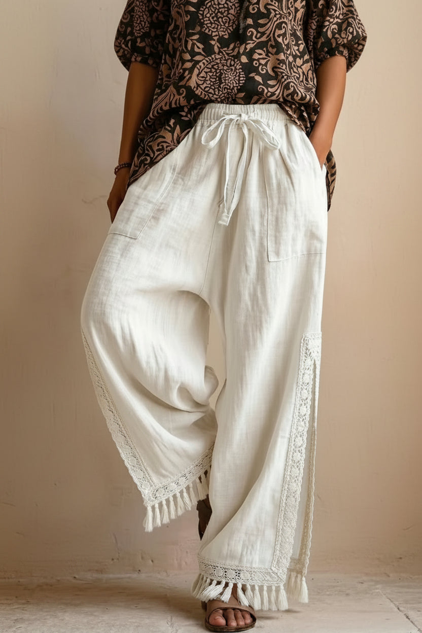 Women's Lace Tassel Wide-Leg Pants – Bohemian Resort Style
