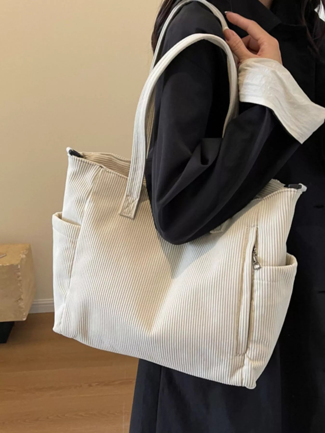 Corduroy Solid Color Handbag