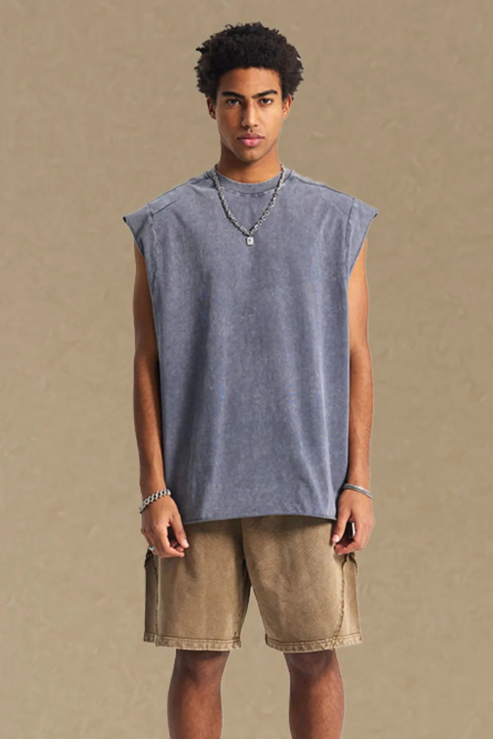 Men's Washed Round Neck Tank