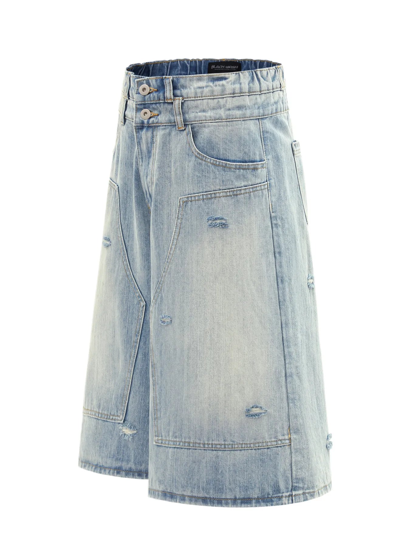 Men's Washed Wide Leg Cropped Jeans